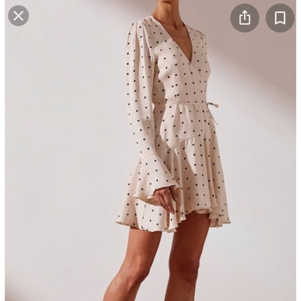 SHONA JOY O'DELL FRILL CUFF WRAP MINI DRESS